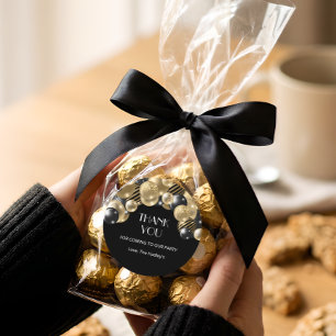 Sticker Rond Merci or élégant