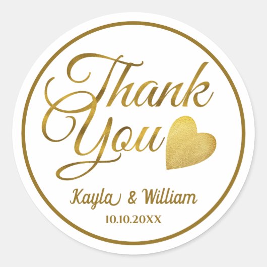 Sticker Rond Merci Or Mariée Et Salle (Devant)