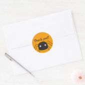 Sticker Rond Merci orange citrouille d'araignée (Enveloppe)