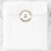 Sticker Rond Merci Orange et Blanc votre logo ici (Sac)