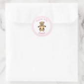 Sticker Rond Merci Ours En Teddy Pink Poka Point (Sac)