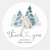 Sticker Rond Merci ours polaire (Devant)