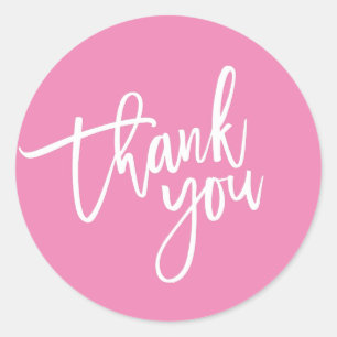 Sticker Rond MERCI packaging de bonbons rose de type script mod