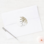 Sticker Rond Merci Palm Tree Gold Leaf Mariage (Enveloppe)
