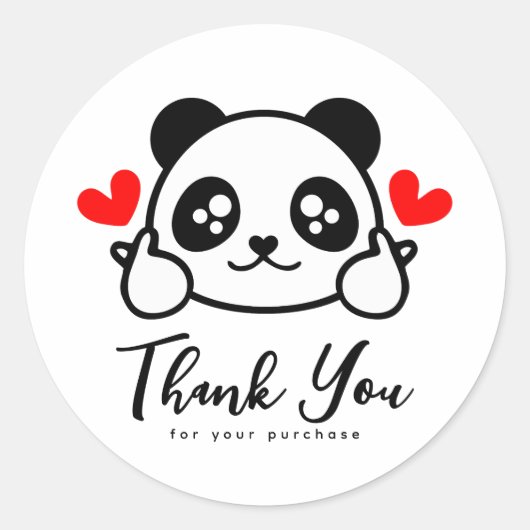 Sticker Rond Merci Panda Cute Pour Votre Achat (Devant)