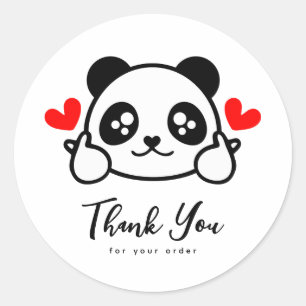 Sticker Rond Merci Panda Cute Pour Votre Commande