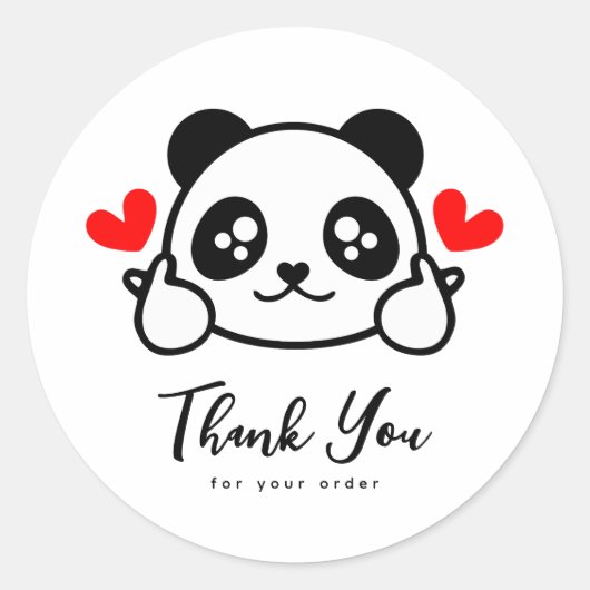 Sticker Rond Merci Panda Cute Pour Votre Commande (Devant)