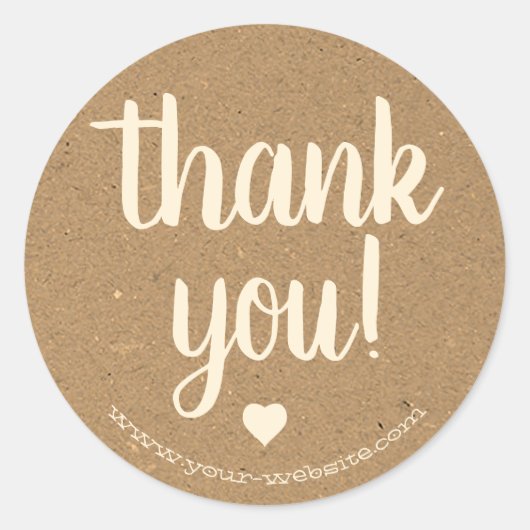 Sticker Rond Merci papier rustique simple Kraft (Devant)