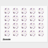 Sticker Rond Merci Papillon Fluttant Par Girly Purple (Feuille)