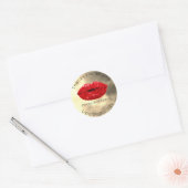 Sticker Rond Merci Parties scintillant Lips Beauté Gold Maquill (Enveloppe)