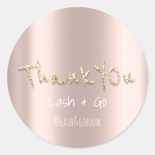 Sticker Rond Merci Parties scintillant or Script mariage Faveur (Devant)