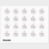 Sticker Rond Merci Parties scintillant rose Nom du script Logo (Feuille)