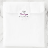 Sticker Rond Merci Parties scintillant rose Nom du script Logo (Sac)