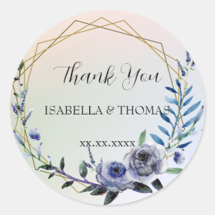 Sticker Rond Merci pastel floral élégant Mariage
