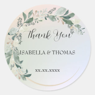 Sticker Rond Merci pastel floral élégant Mariage