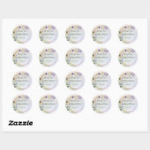 Sticker Rond Merci pastel floral élégant Mariage (Feuille)