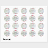 Sticker Rond Merci pastel floral élégant Mariage (Feuille)