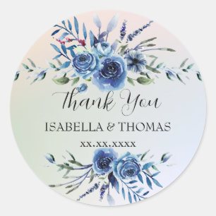 Sticker Rond Merci pastel floral élégant Mariage
