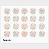 Sticker Rond Merci pastel floral élégant Mariage (Feuille)