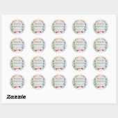 Sticker Rond Merci pastel floral élégant Mariage (Feuille)