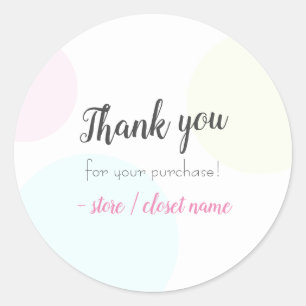 Sticker Rond Merci Pastel Moderne Simple Pour Votre Achat