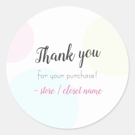 Sticker Rond Merci Pastel Moderne Simple Pour Votre Achat (Devant)