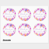 Sticker Rond Merci pastel romantique violet orange floral (Feuille)