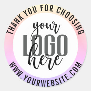 Sticker Rond Merci Pastel Unicorn Holograph Business Logo