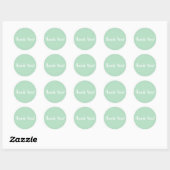 Sticker Rond Merci Pastel Vert Blanc Typographie (Feuille)