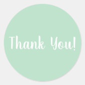 Sticker Rond Merci Pastel Vert Blanc Typographie (Devant)