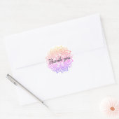 Sticker Rond Merci Pastel violet rose Mandala (Enveloppe)