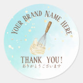Sticker Rond Merci Pâtisserie Chef Cuisine Ustensile Whisk Bleu (Devant)