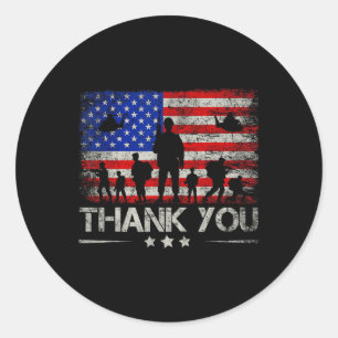 Sticker Rond Merci Patriotique Memorial Day 4 juillet Usa F