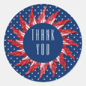 Sticker Rond Merci Patriotique Rouge Blanc et Bleu (Devant)