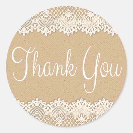 Sticker Rond Merci Pays Dentelle Brown Et Blanche Russe (Devant)