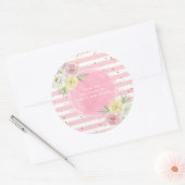 Sticker Rond Merci Personnalisable de fleurs d'aquarelle rose (Enveloppe)