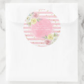 Sticker Rond Merci Personnalisable de fleurs d'aquarelle rose (Sac)