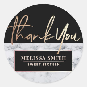 Sticker Rond Merci Personnalisé 16e Marbre nuptiale