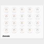 Sticker Rond Merci personnalisé Baby shower arc-en-ciel Boho (Feuille)