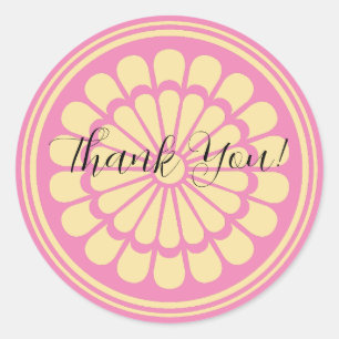 Sticker Rond Merci personnalisé Chrysanthème