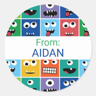 Sticker Rond Merci personnalisé de la fête Monster pour enfants