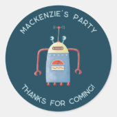 Sticker Rond Merci personnalisé du robot mignon (Devant)