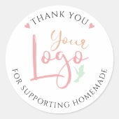 Sticker Rond Merci personnalisé fait maison (Devant)