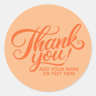 Sticker Rond Merci personnalisé moderne couleur orange