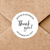 Sticker Rond Merci Personnalisé Moderne Script Mariage Faveur