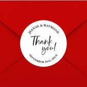 Sticker Rond Merci Personnalisé Moderne Script Mariage Faveur