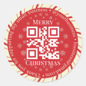 Sticker Rond merci petite entreprise code qr noël rouge (Devant)