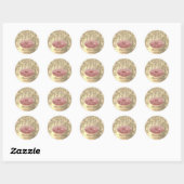 Sticker Rond Merci Petite Entreprise Nom Gold Rose Parties scin (Feuille)