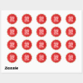 Sticker Rond merci petite entreprise qr code vacances rouge (Feuille)