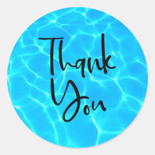 Sticker Rond Merci photo Clear Blue Pool Water